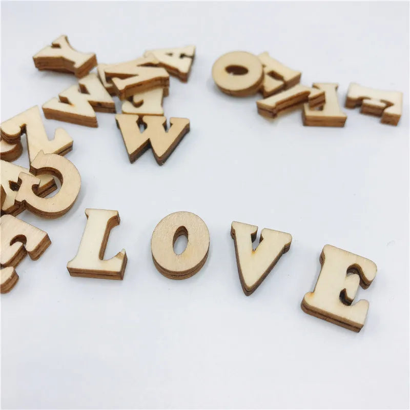 100/200/400PCS Mini Unfinished Wood Chip Shapes Alphabet