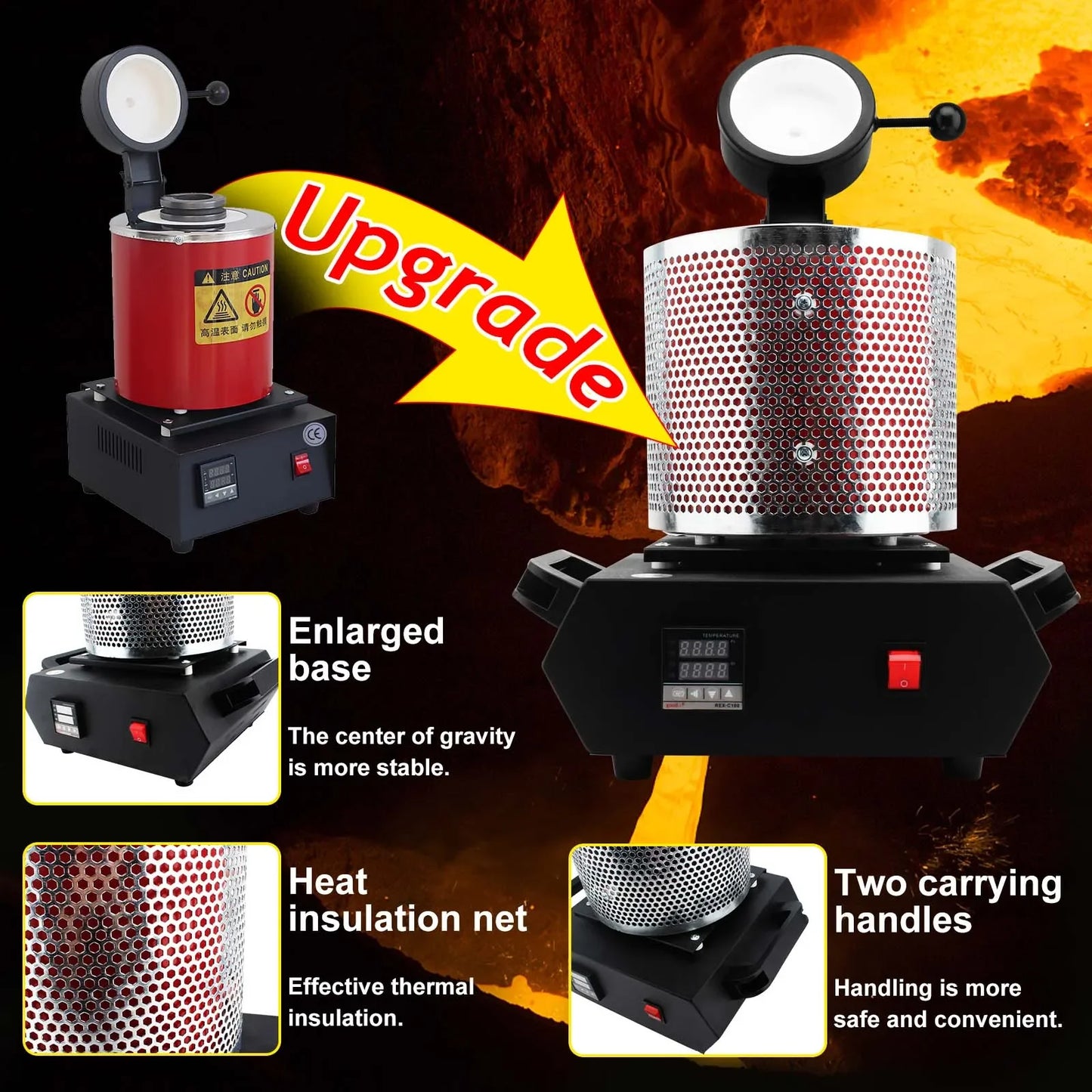 3KG Digital Gold Melting Furnace Machine Heating Capacity 2100W