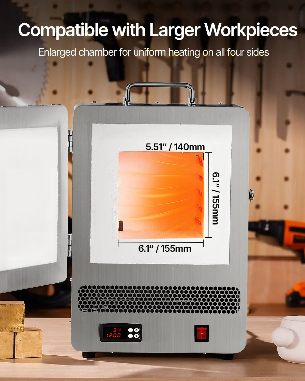 Tabletop Kiln-Melter, 1500W Electric-Kiln, 2192℉ Max Temperature