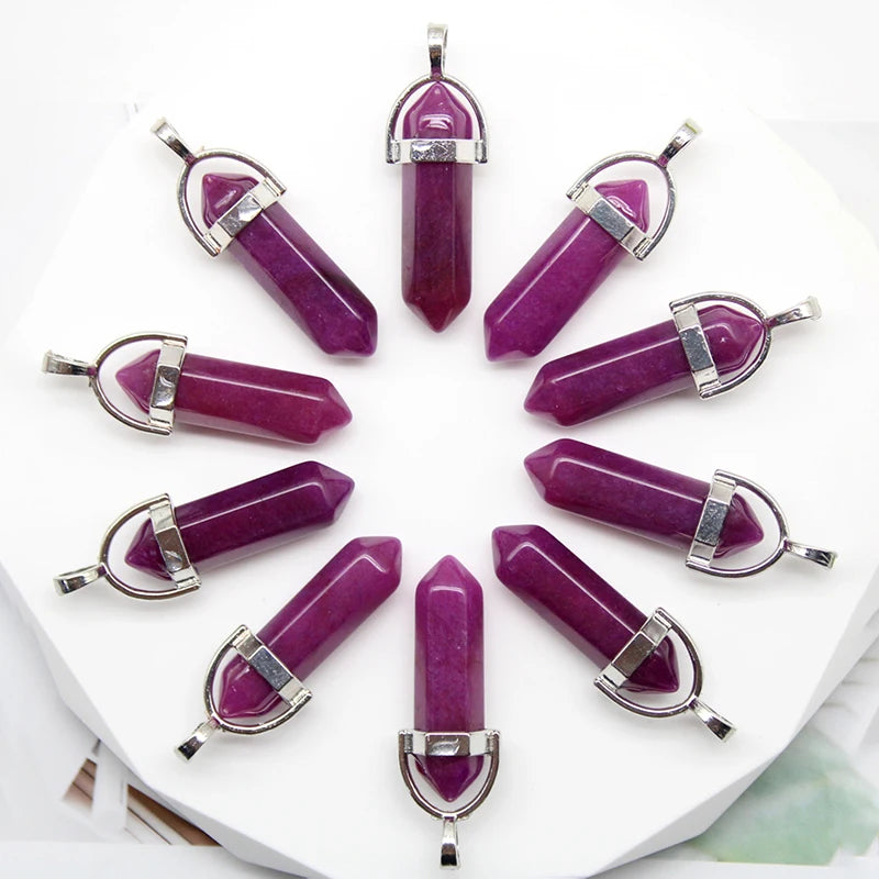 24pcs Natural Stone Agates Quartz Crystal Pendants