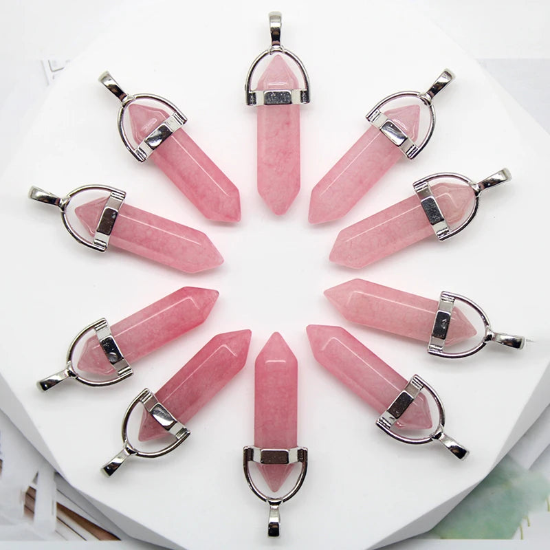 24pcs Natural Stone Agates Quartz Crystal Pendants