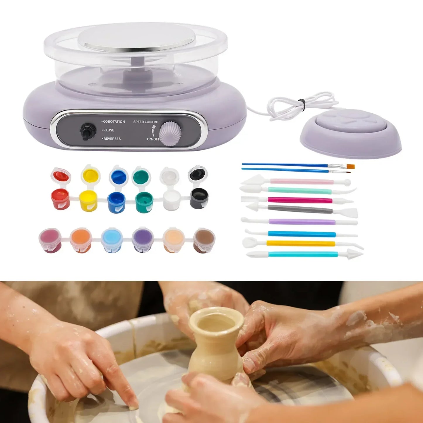 Professional Pottery Wheel Adjustable Speed  8-Sculpting Tools