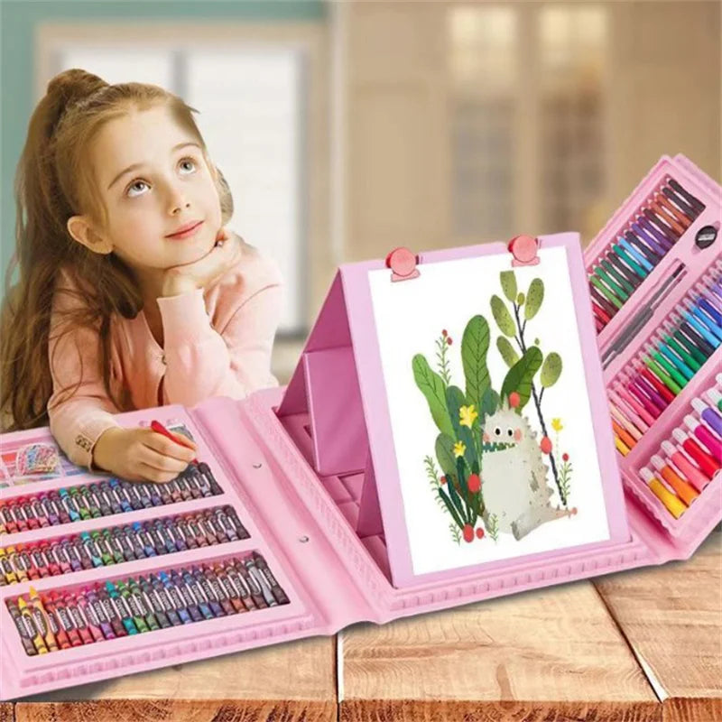 Kids Art Supplies 208 Pcs  Trifold Easel Painting Art Set