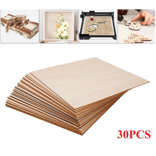 30Pcs Basswood Sheets 3mm Thick, 30x30cm/40x40cm