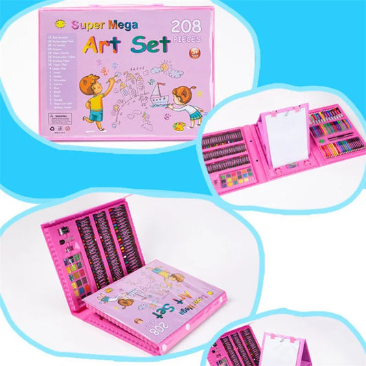 Kids Art Supplies 208 Pcs  Trifold Easel Painting Art Set