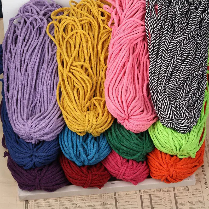 10/5Meters-5mm Colored Cotton Twisted Rope DIY Craft