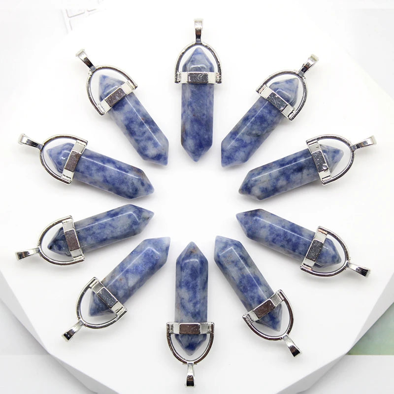 24pcs Natural Stone Agates Quartz Crystal Pendants