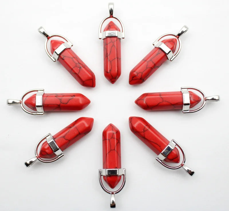 24pcs Natural Stone Agates Quartz Crystal Pendants