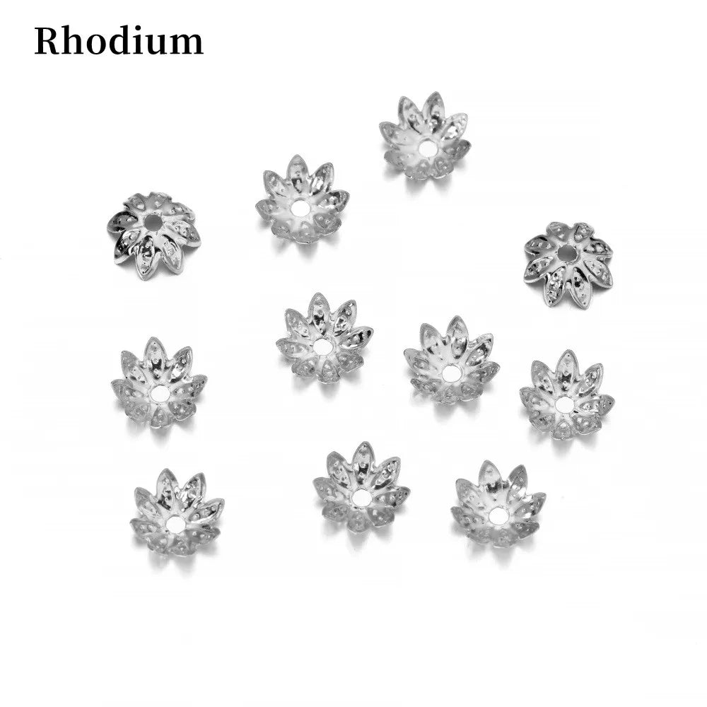 100pcs/Lot 8-10mm  Lotus Flower Metal Spacer Bead Caps
